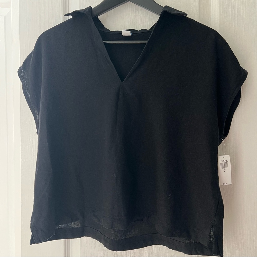 Old Navy Black Women's Linen Blouse